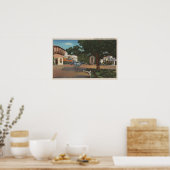 Poster Carmel, CA - Scène de rue avec arbres et magasins (Cuisine)