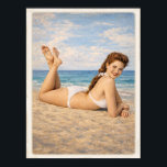 Poster Carmen at the Beach 1950 Pin Up<br><div class="desc">Carmen relaxing at the Beach Pin Up Poster 1950</div>