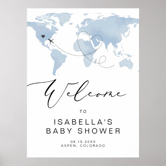 Poster CARMEN Carte Voyage Aventure Baby shower Bienvenue (Devant)