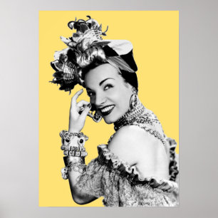 Poster Carmen Miranda Portrait Noir et Blanc Artwork de