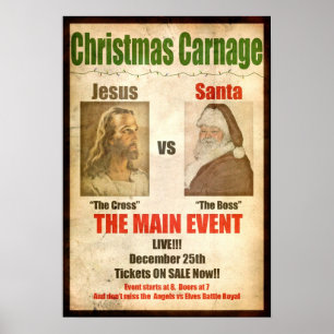 Poster Carnage Jésus de Noël contre Père Noël