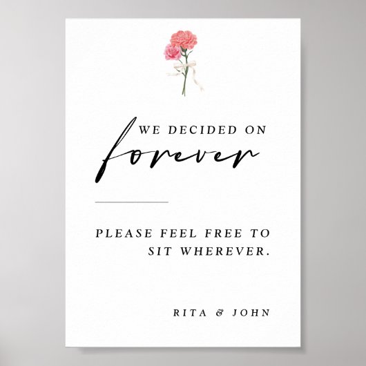 Poster Carnation Choisir un siège pas un panneau Mariage (Devant)