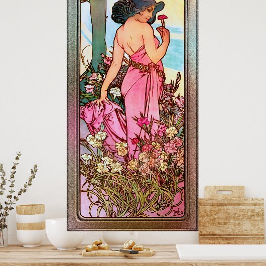 Poster Carnation Portrait Art Nouveau par Alphonse Mucha (Cuisine)