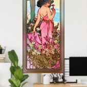 Poster Carnation Portrait Art Nouveau par Alphonse Mucha (Bureau à domicile)