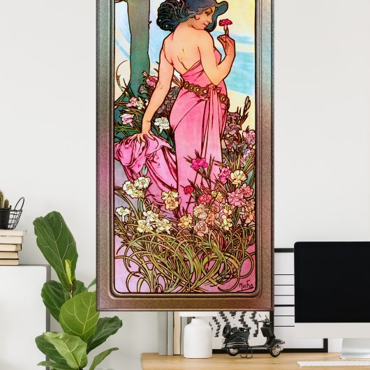 Poster Carnation Portrait Art Nouveau par Alphonse Mucha (Bureau à domicile)