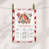 Poster Carnaval Circus Animaux Birthday Jalon Board