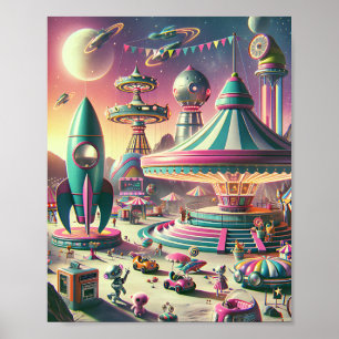 Poster Carnaval cosmique - Art Sci-fi Vintage