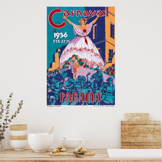 Poster Carnaval de 1936, 22-25 février, Panama (Cuisine)