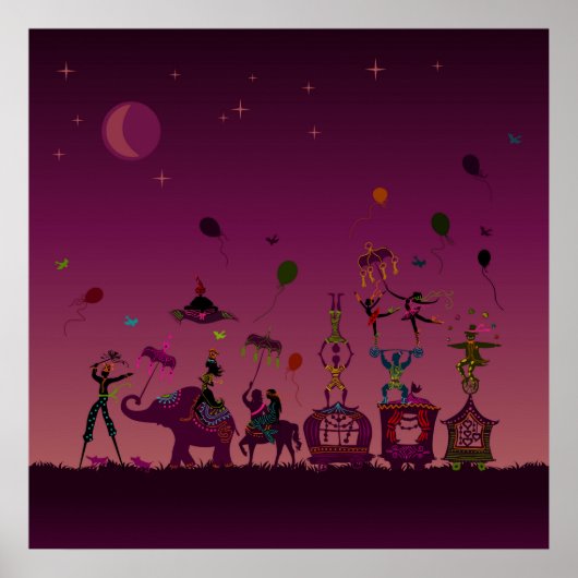 Poster carnaval de cirque voyageant de nuit (Devant)