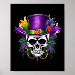 Poster Carnaval de Mardi Gras Crâne Mardi Gras Carnaval N