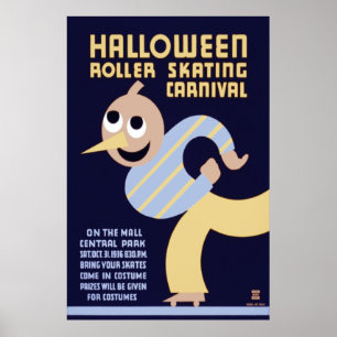 Poster Carnaval de patinage de rouleau de Halloween