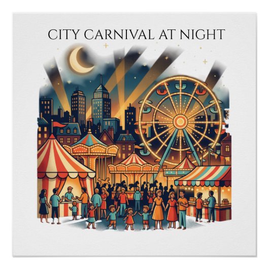Poster Carnaval de ville la nuit (Devant)