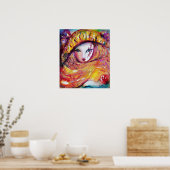 POSTER CARNAVAL EN JAUNE AVEC ROSE ROUGE (Cuisine)
