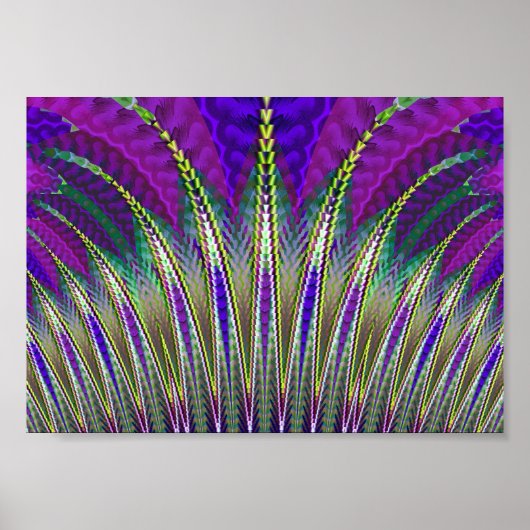 Poster Carnaval Mardi Gras Violet et Vert Fractal (Devant)