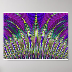 Poster Carnaval Mardi Gras Violet et Vert Fractal