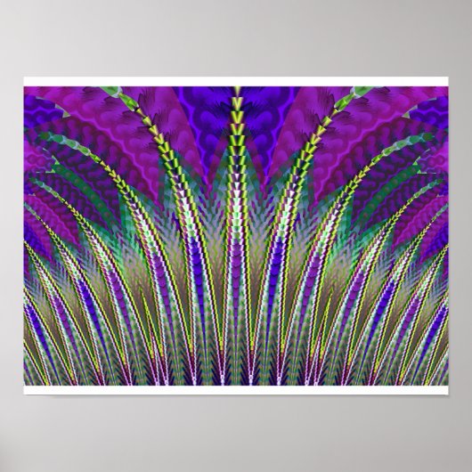 Poster Carnaval Mardi Gras Violet et Vert Fractal (Devant)