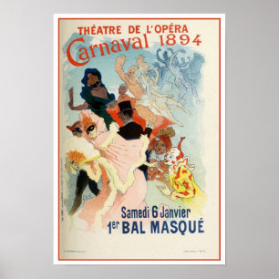 Poster Carnaval vintage de l'Opéra de Paris 1894