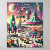 Poster Carnaval Whimsical de l'espace - Rétro-futuriste d (Devant)