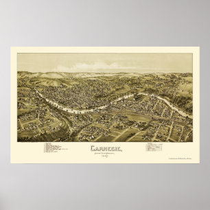 Poster Carnegie, PA Carte panoramique - 1897