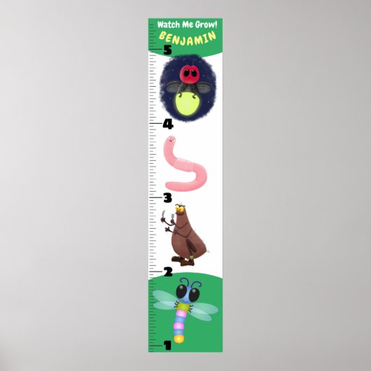 Poster Carnet de croissance des insectes amusants (Devant)