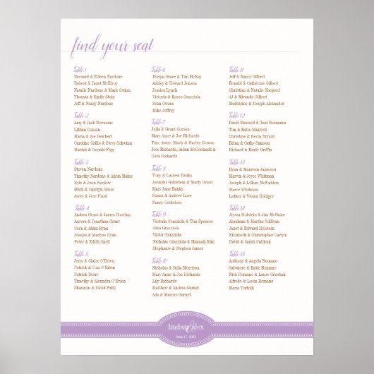 Poster Carnet de siège Caroline pour Mariage, Lavender (Devant)