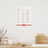 Poster Carnet de sièges Caroline pour Mariage, Coral (Cuisine)