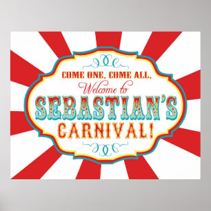 Poster Carnival Circus Birthday Banner Sebastian CUSTOM