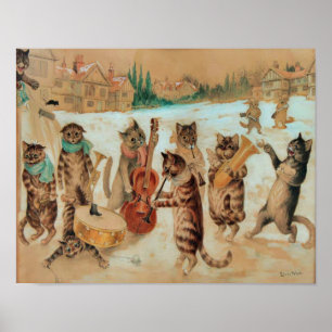 Poster Carol Singing 1925 Louis Wain Wall Art
