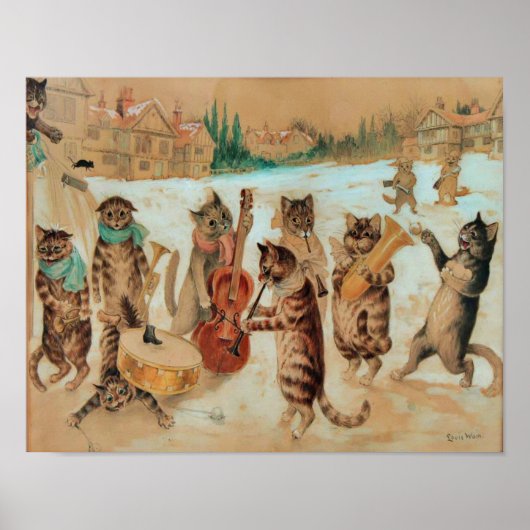 Poster Carol Singing 1925 Louis Wain Wall Art (Devant)