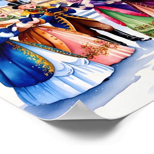 Poster Caroleurs de Noël dans le mur de neige Imprimer (Coin)