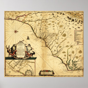 Poster Carolines avec le nord à droiteCarte panoramique