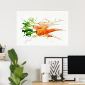 Poster Carotte, aquarelle Cuisine végétale (Bureau à domicile)