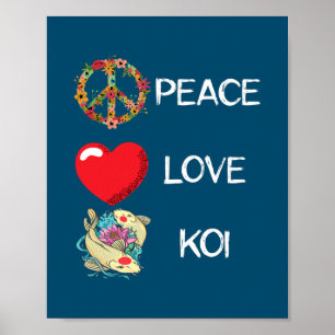 Poster Carpe Koi Amour Paix Lotus Yin Yang Japonaise Koi
