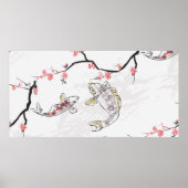 Poster carpe koi poisson nature paysage vue croquis illus (Devant)