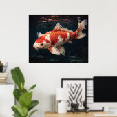 Poster Carpe Koi Rouge et Blanc Vibrant (Bureau à domicile)