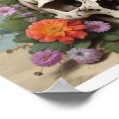 Poster carré - Crâne avec champignons et fleurs (Coin)