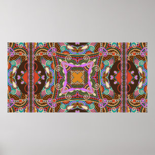 Poster carré de soie foulard ou mouchoir design motif