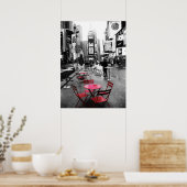 Poster Carré de temps noir blanc et rouge (Cuisine)