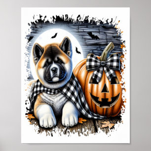 Poster Carré d'Halloween de chien Akita