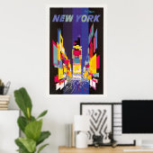 Poster Carré du New York Times de nuit abstrait (Bureau à domicile)