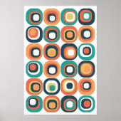 Poster Carré empilé milieu de siècle Turquoise, orange, j (Devant)