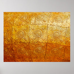 Poster Carré en laiton avec motif abstrait, art, graphiqu