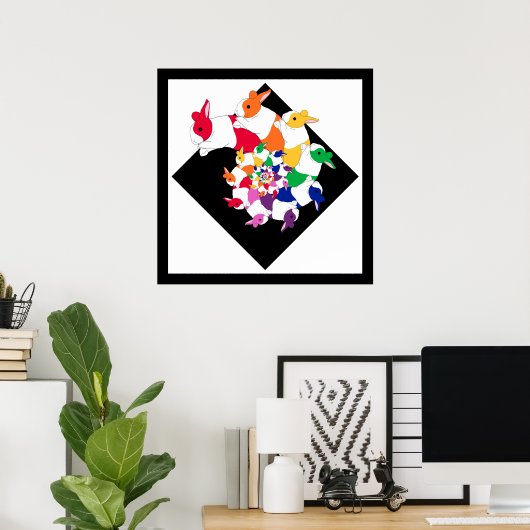 Poster Carré Fractal Bunnies (Bureau à domicile)