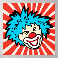Poster carré graphique brillant clown de cirque am