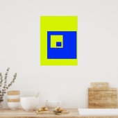 Poster Carré jaune et bleu (Cuisine)