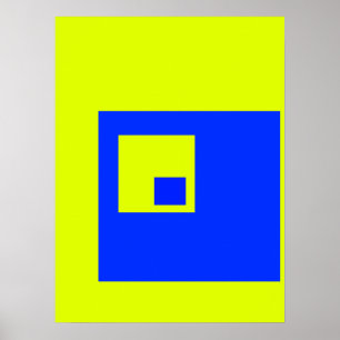 Poster Carré jaune et bleu