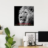 Poster Carré Lion de leadership inspiré noir et blanc (Bureau à domicile)