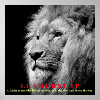 Poster Carré Lion de leadership inspiré noir et blanc