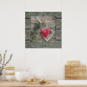 Poster Carré LOVE Style rustique (Cuisine)