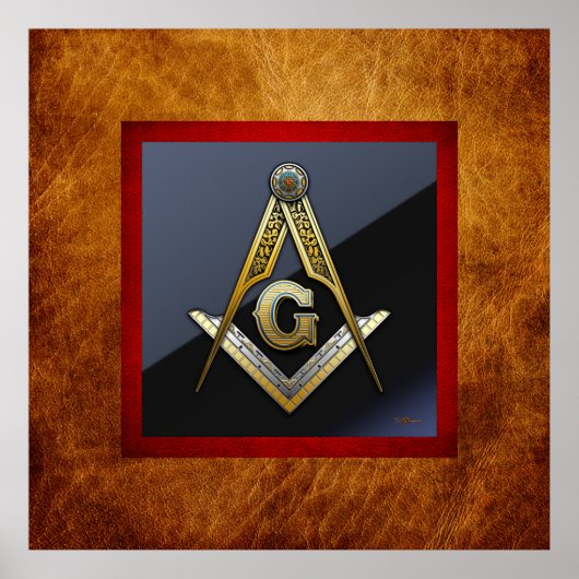 Poster Carré maçonnique et compas (Devant)